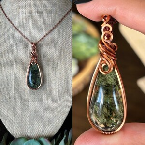 Wire Wrapped Fairy Moss Ghost Phantom Quartz Necklace