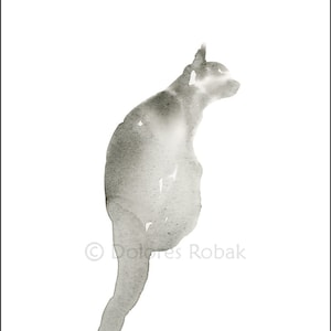 GRAY CAT ART, Grey Cat Watercolor Print, Soft Abstract Gray Cat Wall Art, Gray Cat Painting, Russian Blue Cat Art Print, Cat Memorial Gift