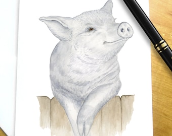 PIG STATIONARY, Pig Note Cards, Pig Gifts for Women, Pig Thank You Cards, Pig Stationery, Watercolor Pig Cards, Pig Notecards, Pig Cards Set