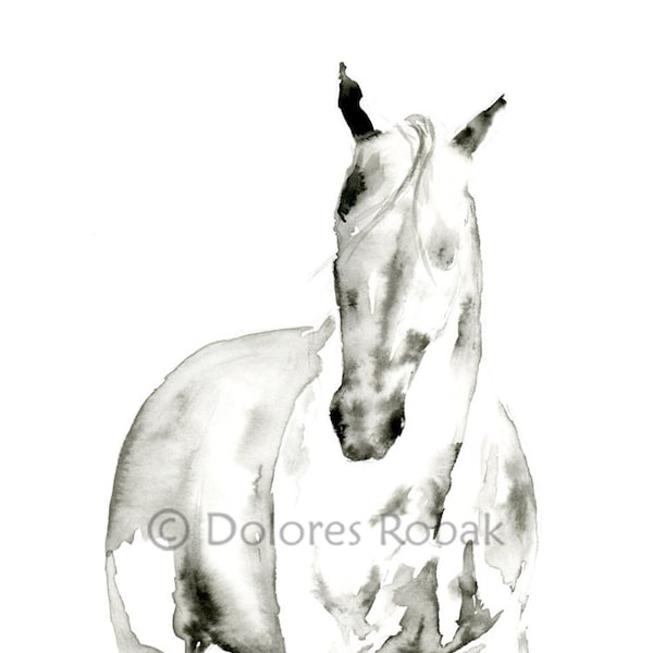 HORSE ART PRINT, Soft Abstract Horse Art, Giclee Print of Watercolor Horse Painting, Equine Art, by Dolores Robak, Equestrian Art Print