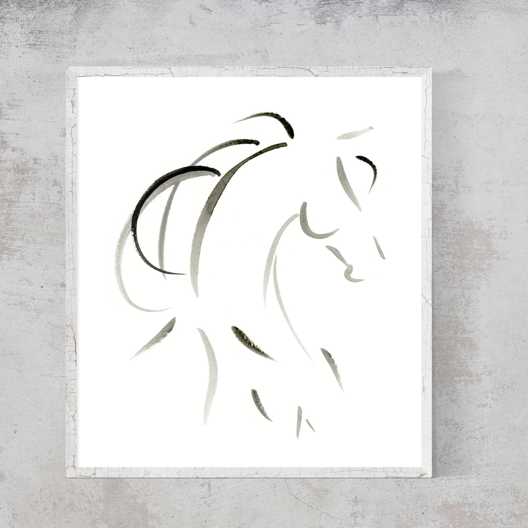HORSE ART, ABSTRACT Horse Sketch, Modern Horse Art, Equine Art, Horse
