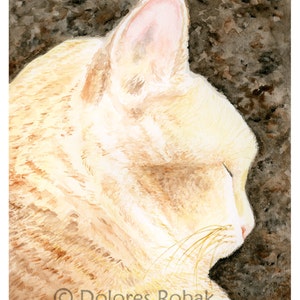 ORANGE TABBY CAT Painting, Watercolor Cat Painting, Orange Cat Print, Ginger Cat Memorial, Peaceful Orange Cat Art, Ginger Cat Portrait Art