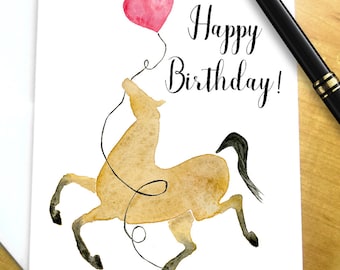 HORSE BIRTHDAY CARD, Horse Happy Birthday Card, Horse Lover Birthday Card, Equestrian Birthday Card, Happy Fun Horse Birthday Card for Girl