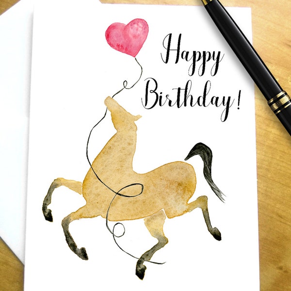 HORSE BIRTHDAY CARD, Horse Happy Birthday Card, Horse Lover Birthday Card, Equestrian Birthday Card, Happy Fun Horse Birthday Card for Girl