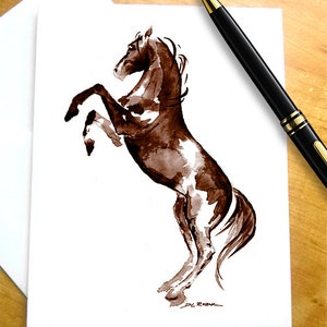 HORSE NOTE CARDS, Pinto Horse Notecards, Western Note Cards, Paint Horse Stationary, Wild Horse Note Cards, Rearing Mustang Stationery Set