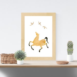 SOUTHWESTERN HORSE ART, Southwestern Décor, Whimsical Horse Art Print, Southwest Horse Print, Watercolor Horse Painting, Buckskin Horse Art