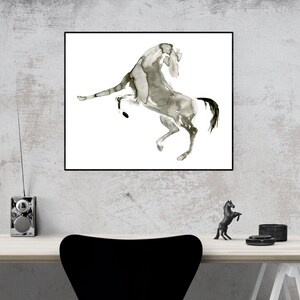 Abstract Horse Watercolor Art Print: Black and White Equine Painting by Dolores Robak