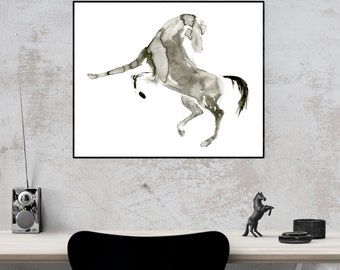 ABSTRACT HORSE ART, Horse Painting, Horse Wall Art, Watercolor Horse Painting, Black and White Horse Art Print, Equine Art, Modern Horse Art