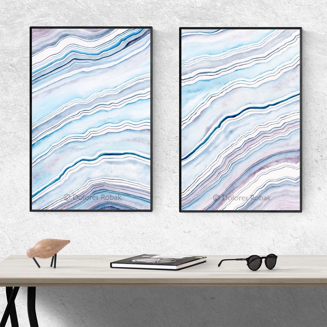 BEACH WALL ART, Abstract Beach Prints, Coastal Prints Set of 2 Prints