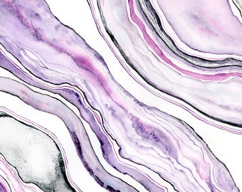 Purple Abstract Wall Art, Abstract Watercolor Painting, Purple Wall Art Print, Purple Agate Print, Purple Agate Watercolor Abstract Painting