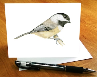 Chickadee Note Cards: Watercolor Bird Stationery Set, Chickadee Notecards, Blank Bird Note Cards with Envelopes, Bird Art on Greeting Cards