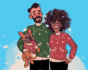 Cute CUSTOM Family Holiday Card - Ugly Sweaters
