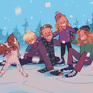 Custom Illustrated Holiday Card Christmas card Family holiday