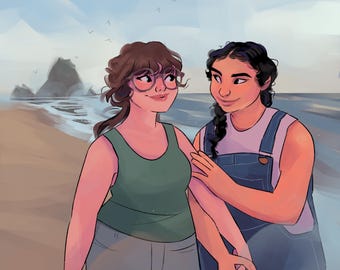 Custom Illustrated Portrait, Custom couples illustration, commission art, commission cute art, valentine's day