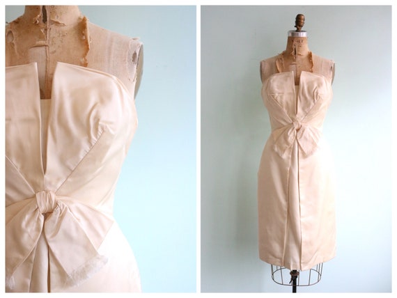 Vintage 1950's Suzy Perette Ivory Duchess Satin Co