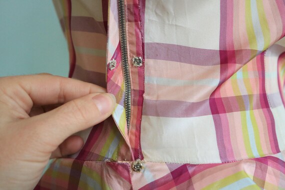 Vintage 1930s Pink Plaid Peplum Gown | Size Small - image 6