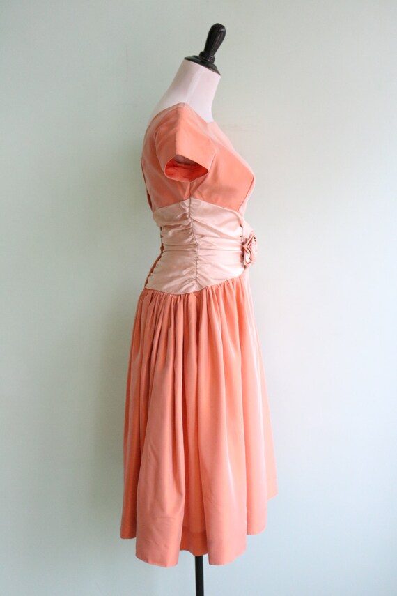 Vintage 1950's Iridescent Peach Party Dress | Siz… - image 7