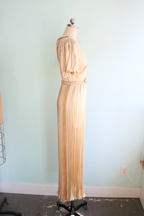 Vintage 1930's Champagne Pleated Gown | Size Small - image 6