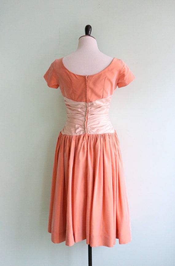 Vintage 1950's Iridescent Peach Party Dress | Siz… - image 8