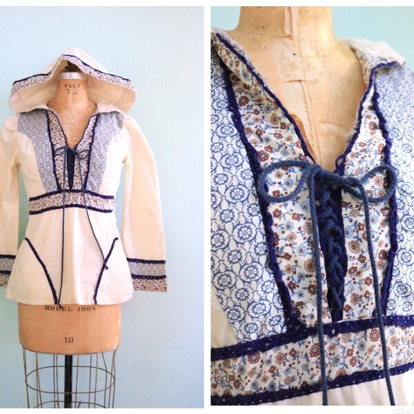 Vintage 1970's Hooded Gunne Sax Blouse | Size Small
