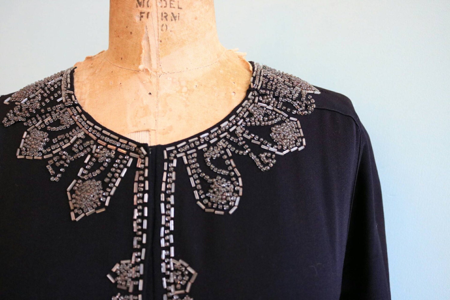 Vintage 1920s Black Wool Beaded Dress Size Medium | Etsy