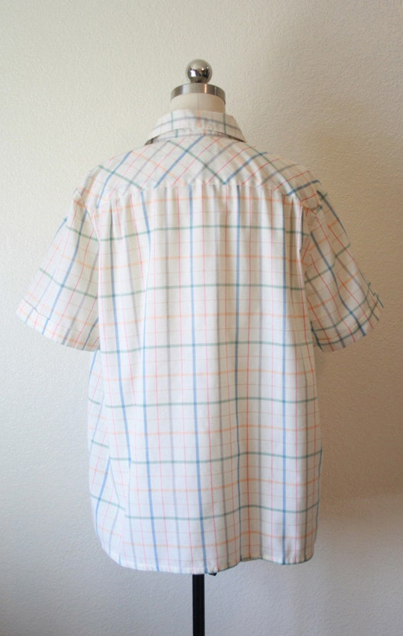 Vintage 1980's Pale Plaid Blouse | Size Large - image 7