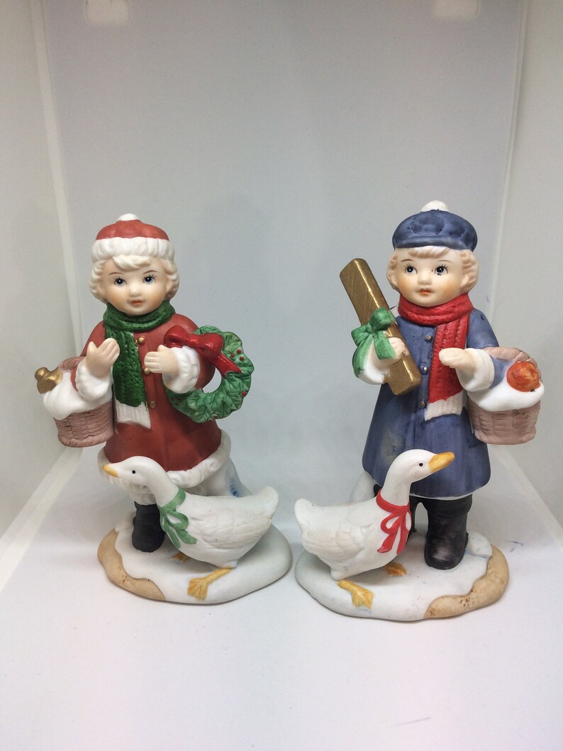 Homco 5304 Porcelain Christmas Holiday Figurine Set Etsy