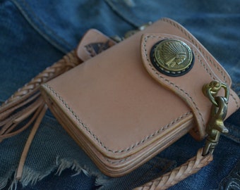 Men's bifold biker wallet, purse genuine leather wallet, handmade+ Braided leather wallet, brass wallet,men leather wallet, men leather belt