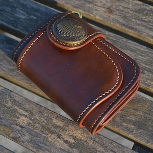 Men's bifold wallet purse genuine leather handmade