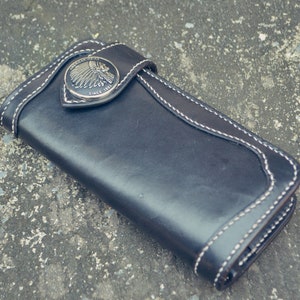 Cross Leather Wallet Rocker leather wallet Biker leather wallet  Black PUNK leather wallet