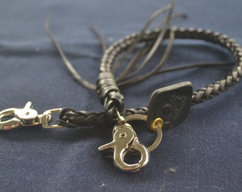 Handmade Braided Leather Chain Strap For Wallet Keyring Bikers