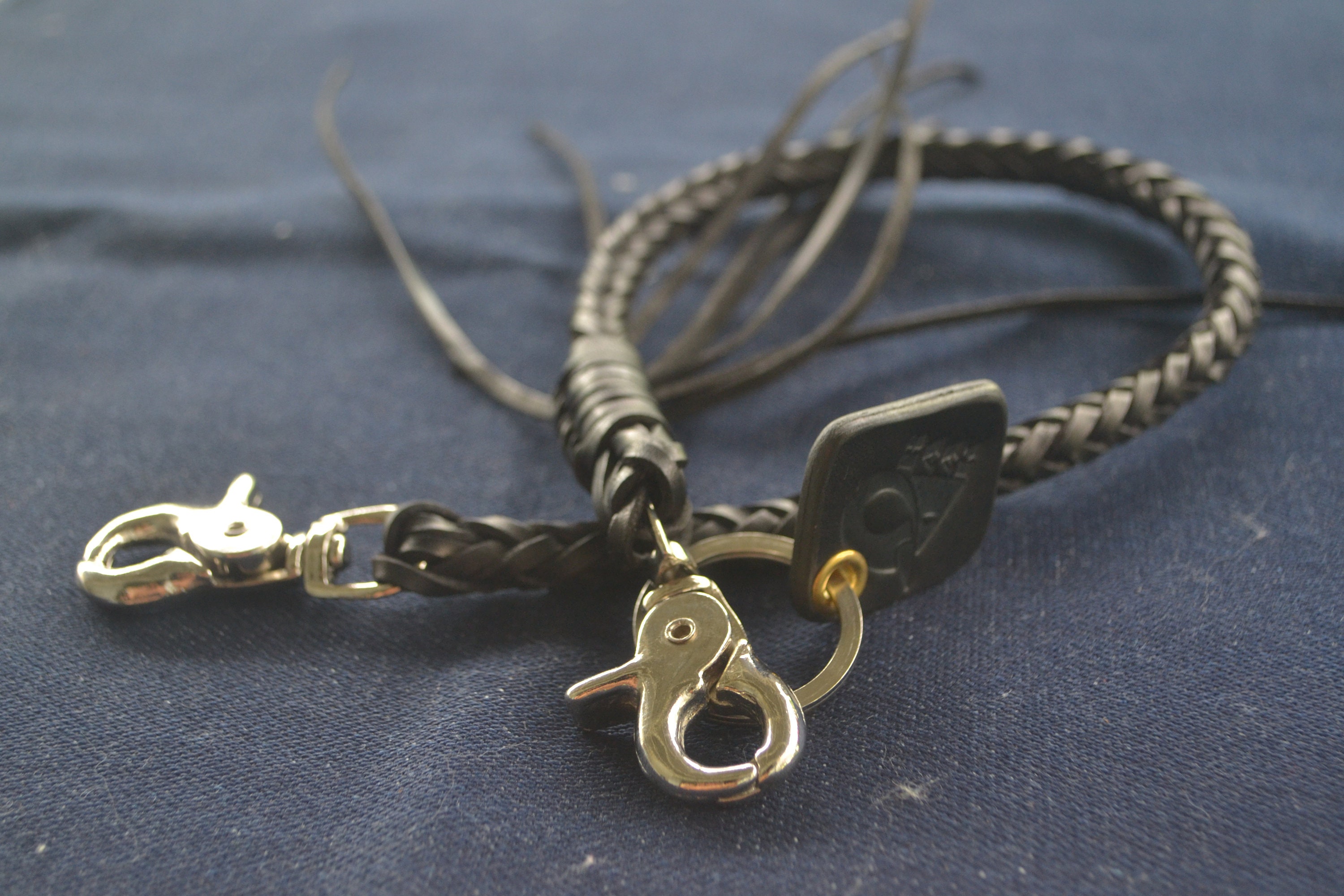 Handmade Braided Leather Chain Strap For Wallet Keyring Bikers