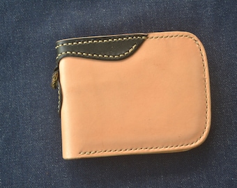 Men's bifold wallet purse genuine leather handmade w/h Braided leather brass