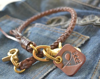 Handmade Braided Leather Chain Strap For Wallet Keyring Bikers Clips And Hook