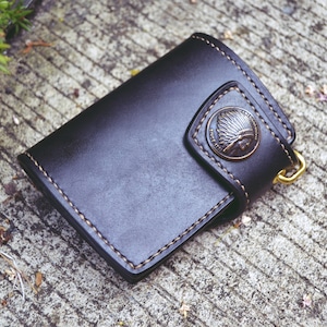 Handmade  leather wallet Genuine Leather  leather wallet Short  leather Wallet  Bifold leather wallet Biker leather wallet