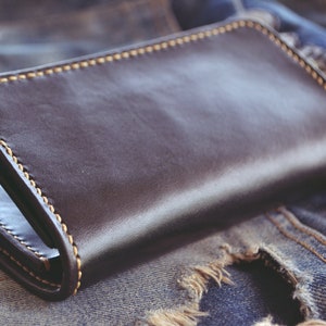 Handmade Genuine Leather Bifold Men&#39;s Wallet, Leather Chain Wallet, Leather Trucker Wallet, Leather Snap Wallet, Leather Biker Wallet