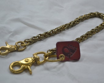 Brass Safety Wallet Chain, Anchor Trucker Biker Style, 40cm