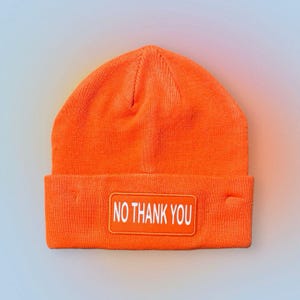 No Thank You Beanie | Simple Statement Winter Hat | Funny & Sassy Beanie