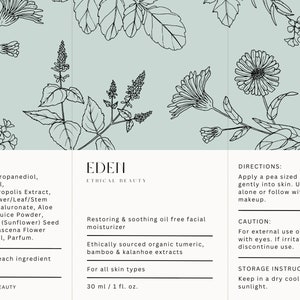 Botanical Cosmetics Label: Editable Pouch, Bag, and Jar Stickers (Instant Download)
