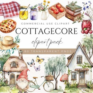 Clipart Cottagecore / DOWNLOAD IMMEDIATO / Clipart Homestead Clipart Wildflower Clipart Rustic Cottage Clipart Country Life Clipart Shabby Chic Natura