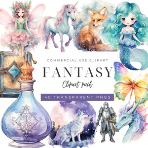 Fantasie Clipart | SOFORTIGER DOWNLOAD | Wasserfarbe Clipart, Clipart Meerjungfrau, Clipart Kristalle, Drachen Clipart, Mystische Clipart, Magische Clipart, Schmetterlinge