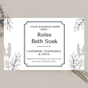Bath Soak Label | INSTANT DOWNLOAD | Pouch Label Templates, Editable Bath Salts Label Design,  Printable Paper Bag Stickers,