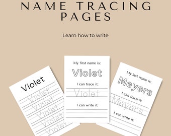 5 Name Tracing Pages | INSTANT DOWNLOAD | Learn How to Write | Editable Names | Education supplies | Teacher resources