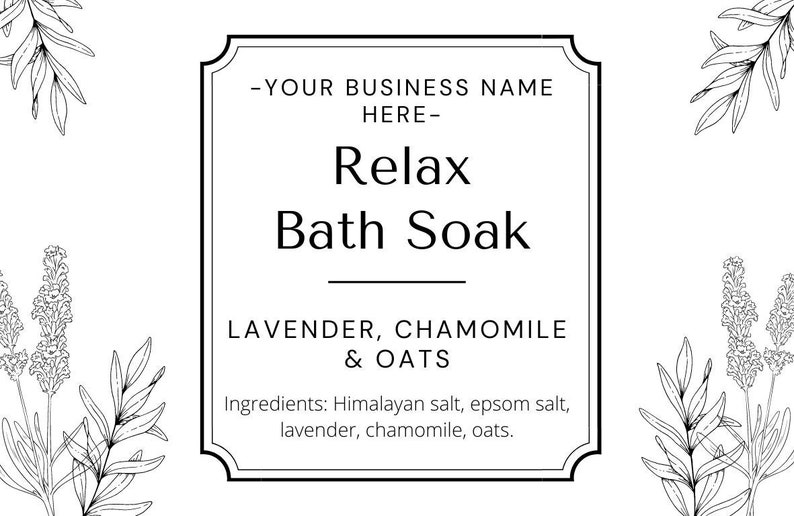 Bath Soak Label, Pouch Label Templates, Editable Bath Salts Label