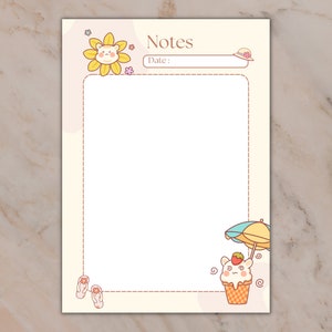 Carta per appunti vuoti Kawaii giocosa e carina / DOWNLOAD IMMEDIATO / modello Canva, modificabile