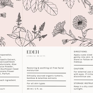 Botanical Cosmetics Label Template: Editable Pouch Stickers (Digital Download)