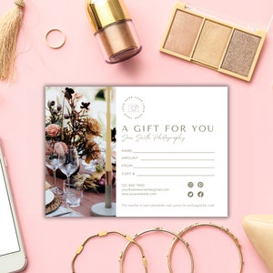 Plantillas de certificados de regalo para fotógrafos de flores / DESCARGA INSTANTE / Plantilla Canva / Hecho para sus certificados de regalo / Recursos comerciales