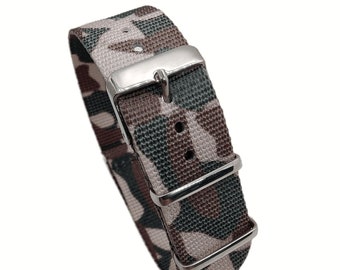 HNS 20mm Camouflage Desert Heavy Duty Ballistic Nylon Watch Cinturino con fibbia in acciaio inossidabile lucido NT252