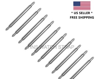 10pcs [5 pairs] 1.5mm Semi-Heavy Stair Double Flange Stainless Steel 16mm 18mm 20mm 22mm 24mm 26mm Watch Spring Bar Pin