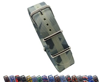 HNS Unique Doble Gráfico Impreso Gris Jungle Nylon Correa de reloj Hebilla pulida NT197